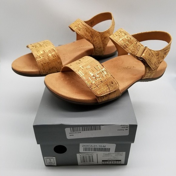 Vionic Women Gold Cork Marsala Sandals - Picture 2 of 9